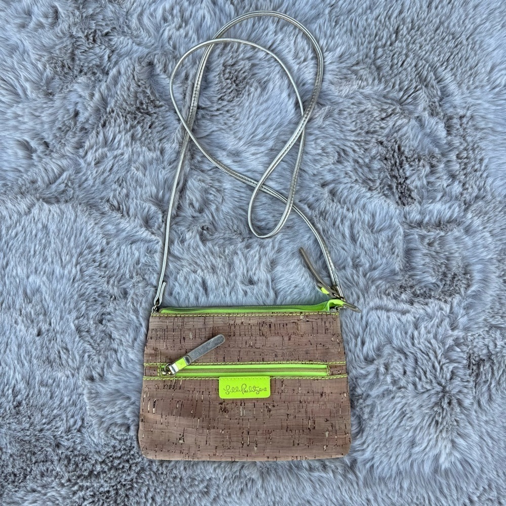 Lilly Pulitzer Cork Neon Trim Crossbody Bag